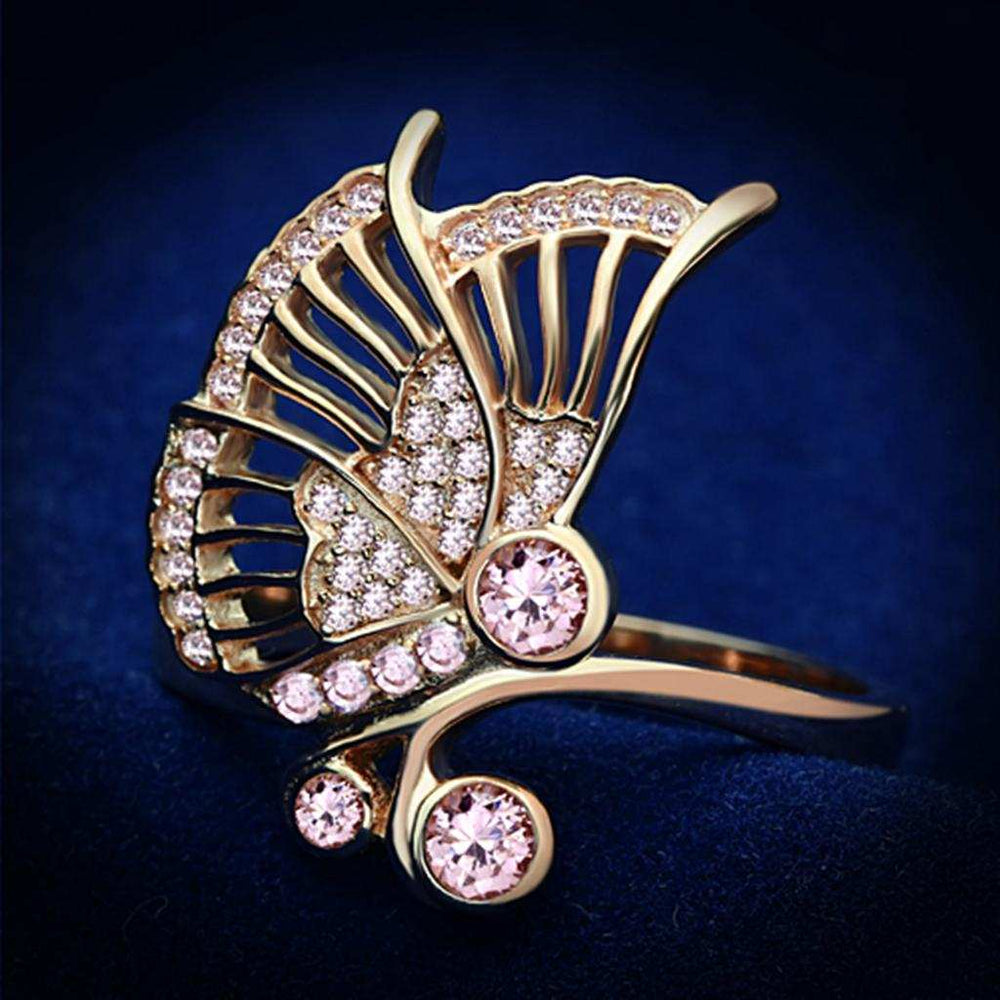 TS094 - Rose Gold 925 Sterling Silver Ring with AAA Grade CZ in Rose - Alamode - Flyclothing LLC