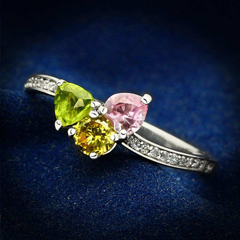 TS103 - Rhodium 925 Sterling Silver Ring with AAA Grade CZ in Multi Color - Alamode - Flyclothing LLC