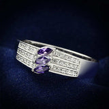 TS104 - Rhodium 925 Sterling Silver Ring with AAA Grade CZ in Amethyst - Alamode - Flyclothing LLC