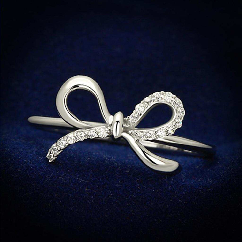 TS109 - Rhodium 925 Sterling Silver Ring with AAA Grade CZ in Clear - Alamode - Flyclothing LLC