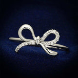 TS109 - Rhodium 925 Sterling Silver Ring with AAA Grade CZ in Clear - Alamode - Flyclothing LLC