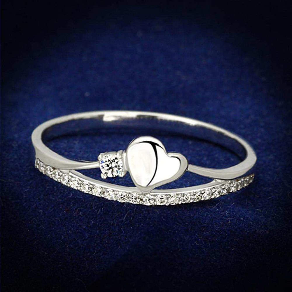 TS111 - Rhodium 925 Sterling Silver Ring with AAA Grade CZ in Clear - Alamode - Flyclothing LLC