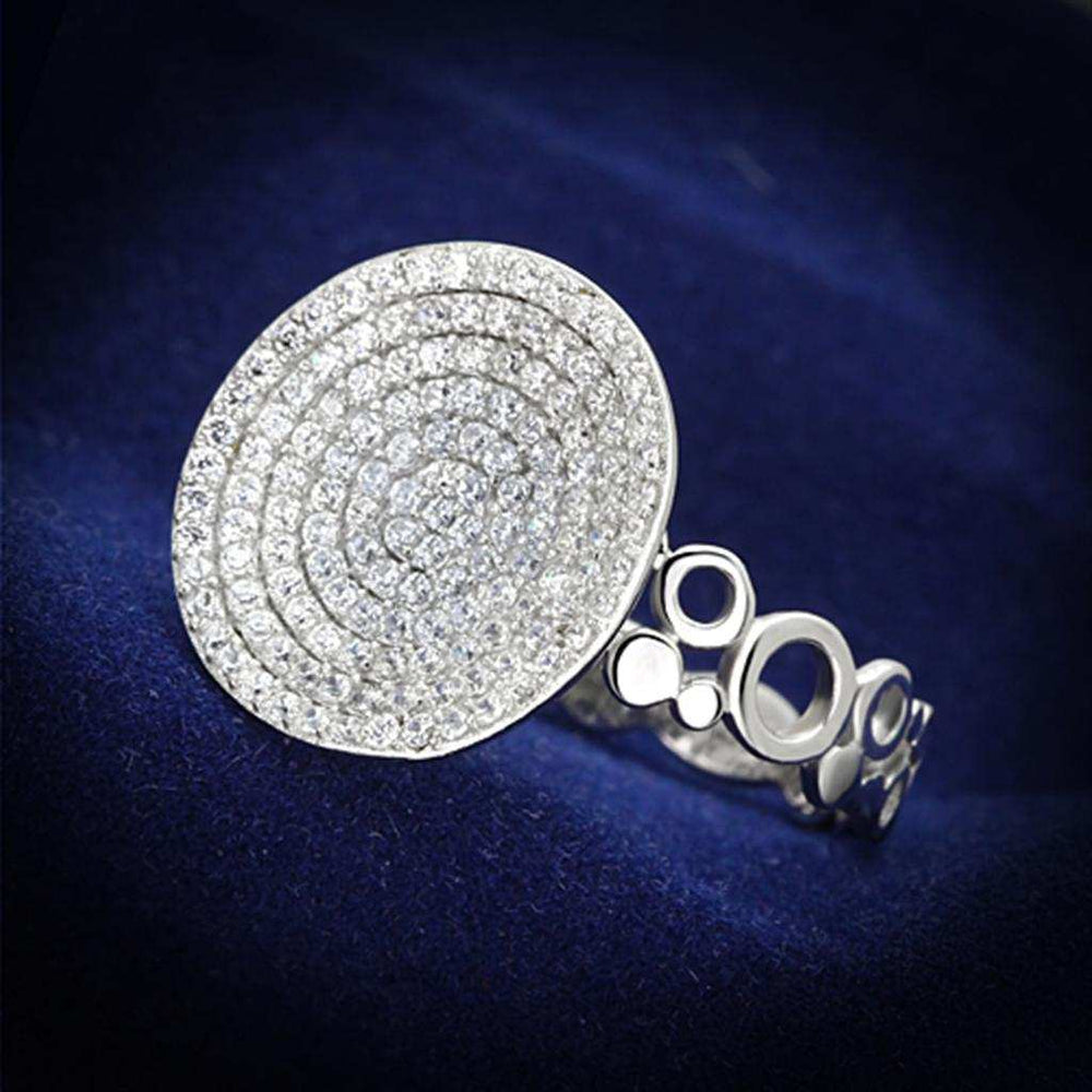 TS121 - Rhodium 925 Sterling Silver Ring with AAA Grade CZ in Clear - Alamode - Flyclothing LLC