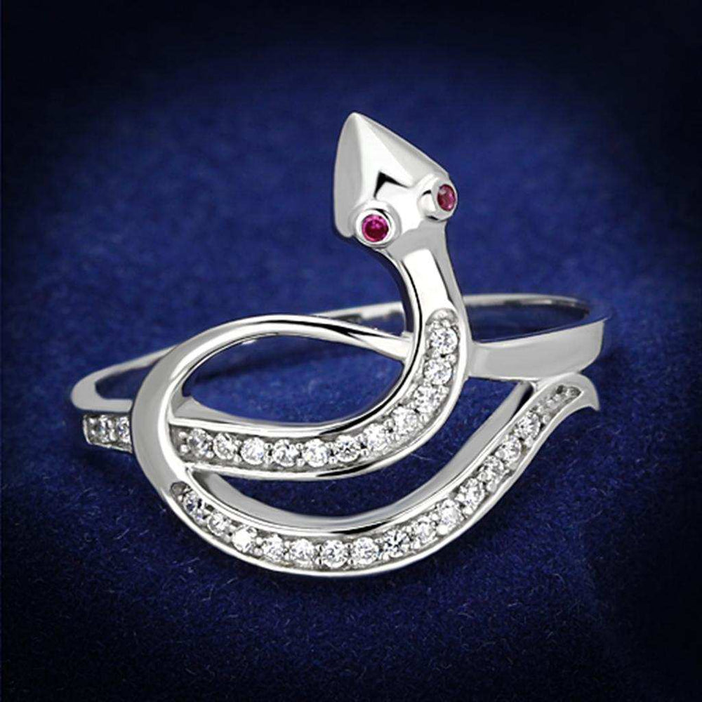TS123 - Rhodium 925 Sterling Silver Ring with AAA Grade CZ in Ruby - Alamode - Flyclothing LLC