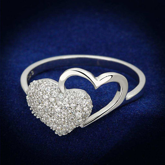 TS130 - Rhodium 925 Sterling Silver Ring with AAA Grade CZ in Clear - Alamode - Flyclothing LLC