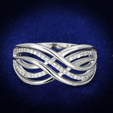 TS132 - Rhodium 925 Sterling Silver Ring with AAA Grade CZ in Clear - Alamode - Flyclothing LLC