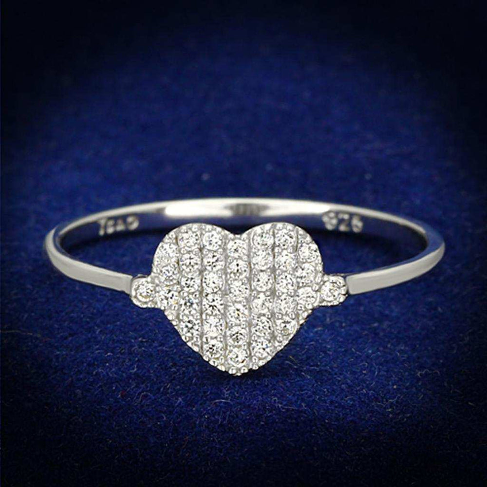 TS133 - Rhodium 925 Sterling Silver Ring with AAA Grade CZ in Clear - Alamode - Flyclothing LLC