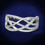 TS134 - Rhodium 925 Sterling Silver Ring with AAA Grade CZ in Clear - Alamode - Flyclothing LLC