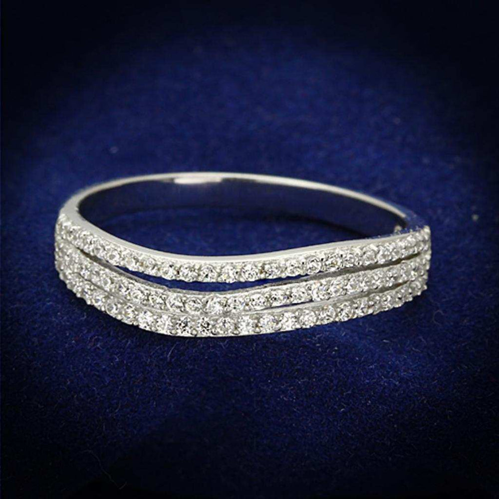 TS135 - Rhodium 925 Sterling Silver Ring with AAA Grade CZ in Clear - Alamode - Flyclothing LLC