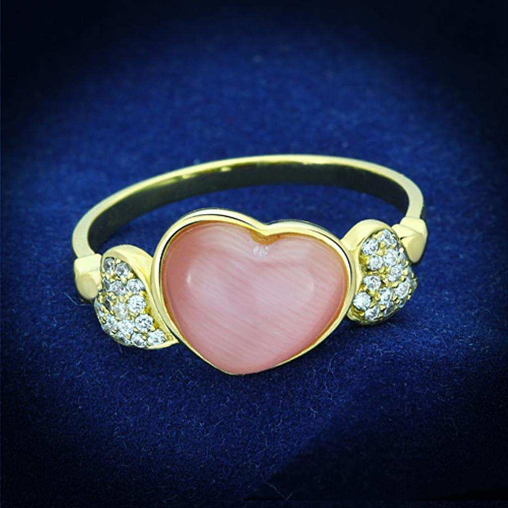 TS136 - Gold 925 Sterling Silver Ring with Synthetic Cat Eye in Rose - Alamode - Flyclothing LLC