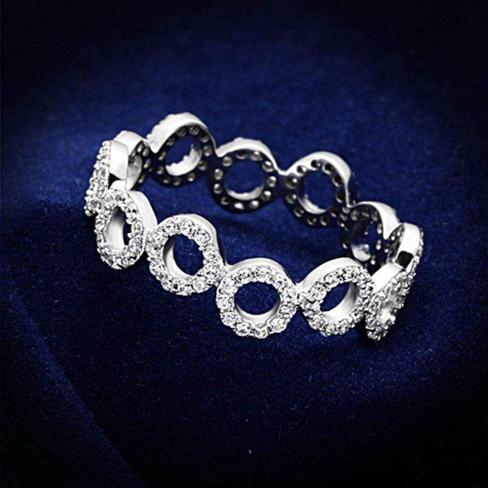 TS139 - Rhodium 925 Sterling Silver Ring with AAA Grade CZ in Clear - Alamode - Flyclothing LLC