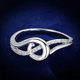 TS142 - Rhodium 925 Sterling Silver Ring with AAA Grade CZ in Clear - Alamode - Flyclothing LLC
