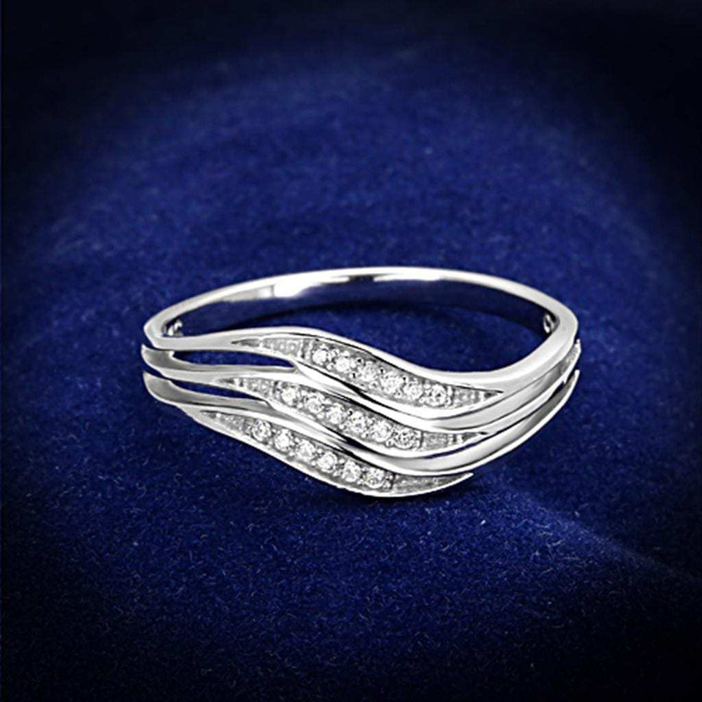 TS143 - Rhodium 925 Sterling Silver Ring with AAA Grade CZ in Clear - Alamode - Flyclothing LLC
