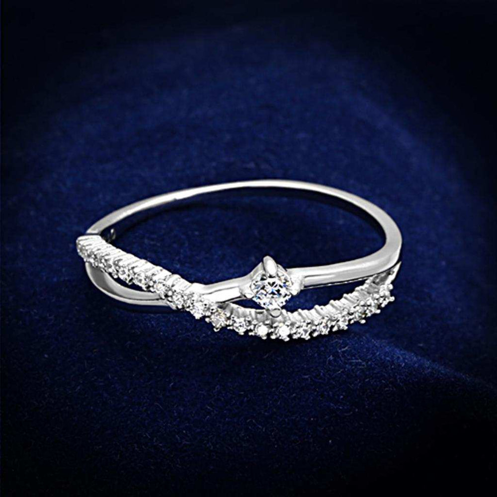 TS144 - Rhodium 925 Sterling Silver Ring with AAA Grade CZ in Clear - Alamode - Flyclothing LLC