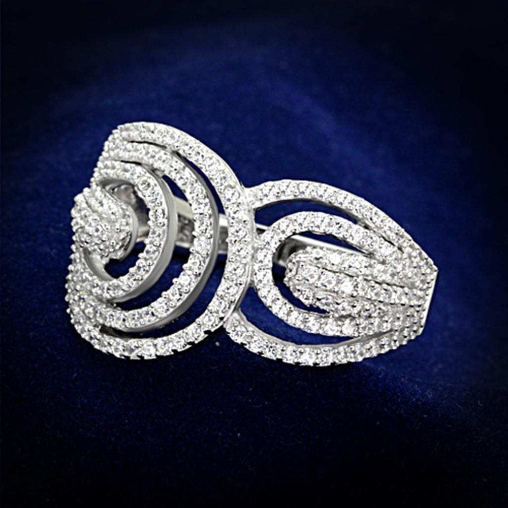 TS147 - Rhodium 925 Sterling Silver Ring with AAA Grade CZ in Clear - Alamode - Flyclothing LLC