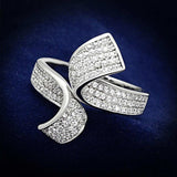 TS150 - Rhodium 925 Sterling Silver Ring with AAA Grade CZ in Clear - Alamode - Flyclothing LLC
