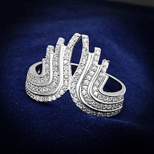 TS151 - Rhodium 925 Sterling Silver Ring with AAA Grade CZ in Clear - Alamode - Flyclothing LLC