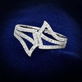 TS152 - Rhodium 925 Sterling Silver Ring with AAA Grade CZ in Clear - Alamode - Flyclothing LLC