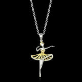 TS156 - Gold+Rhodium 925 Sterling Silver Chain Pendant with AAA Grade CZ in Topaz - Alamode - Flyclothing LLC