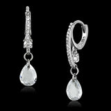 TS159 - Rhodium 925 Sterling Silver Earrings with AAA Grade CZ in Clear - Alamode - Flyclothing LLC