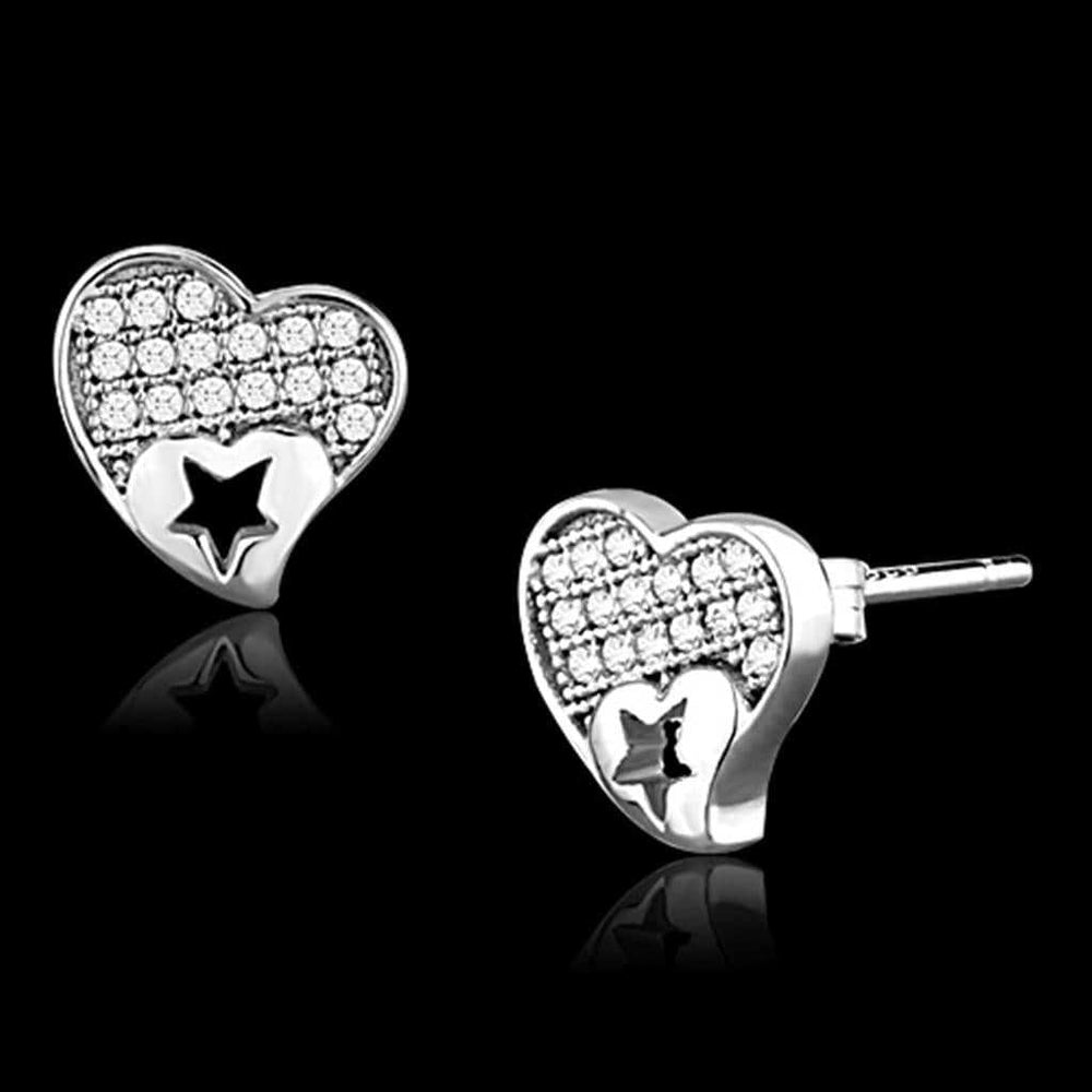 TS161 - Rhodium 925 Sterling Silver Earrings with AAA Grade CZ in Clear - Alamode - Flyclothing LLC