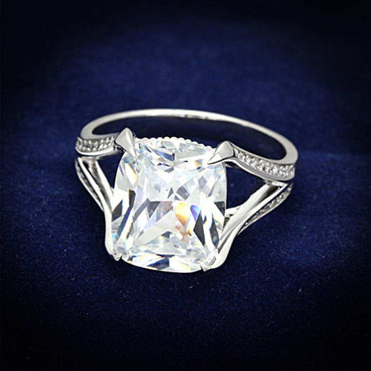 TS174 - Rhodium 925 Sterling Silver Ring with AAA Grade CZ in Clear - Alamode - Flyclothing LLC