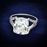 TS174 - Rhodium 925 Sterling Silver Ring with AAA Grade CZ in Clear - Alamode - Flyclothing LLC