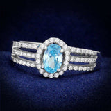 TS184 - Rhodium 925 Sterling Silver Ring with AAA Grade CZ in Sea Blue - Alamode - Flyclothing LLC