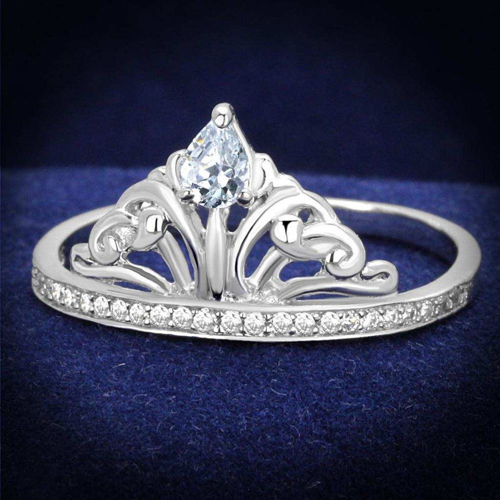 TS191 - Rhodium 925 Sterling Silver Ring with AAA Grade CZ in Clear - Alamode - Flyclothing LLC
