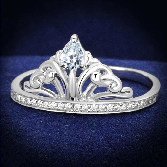 TS191 - Rhodium 925 Sterling Silver Ring with AAA Grade CZ in Clear - Alamode - Flyclothing LLC