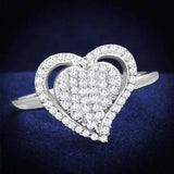 TS192 - Rhodium 925 Sterling Silver Ring with AAA Grade CZ in Clear - Alamode - Flyclothing LLC