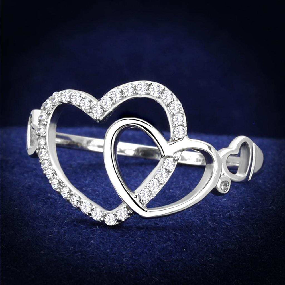 TS193 - Rhodium 925 Sterling Silver Ring with AAA Grade CZ in Clear - Alamode - Flyclothing LLC