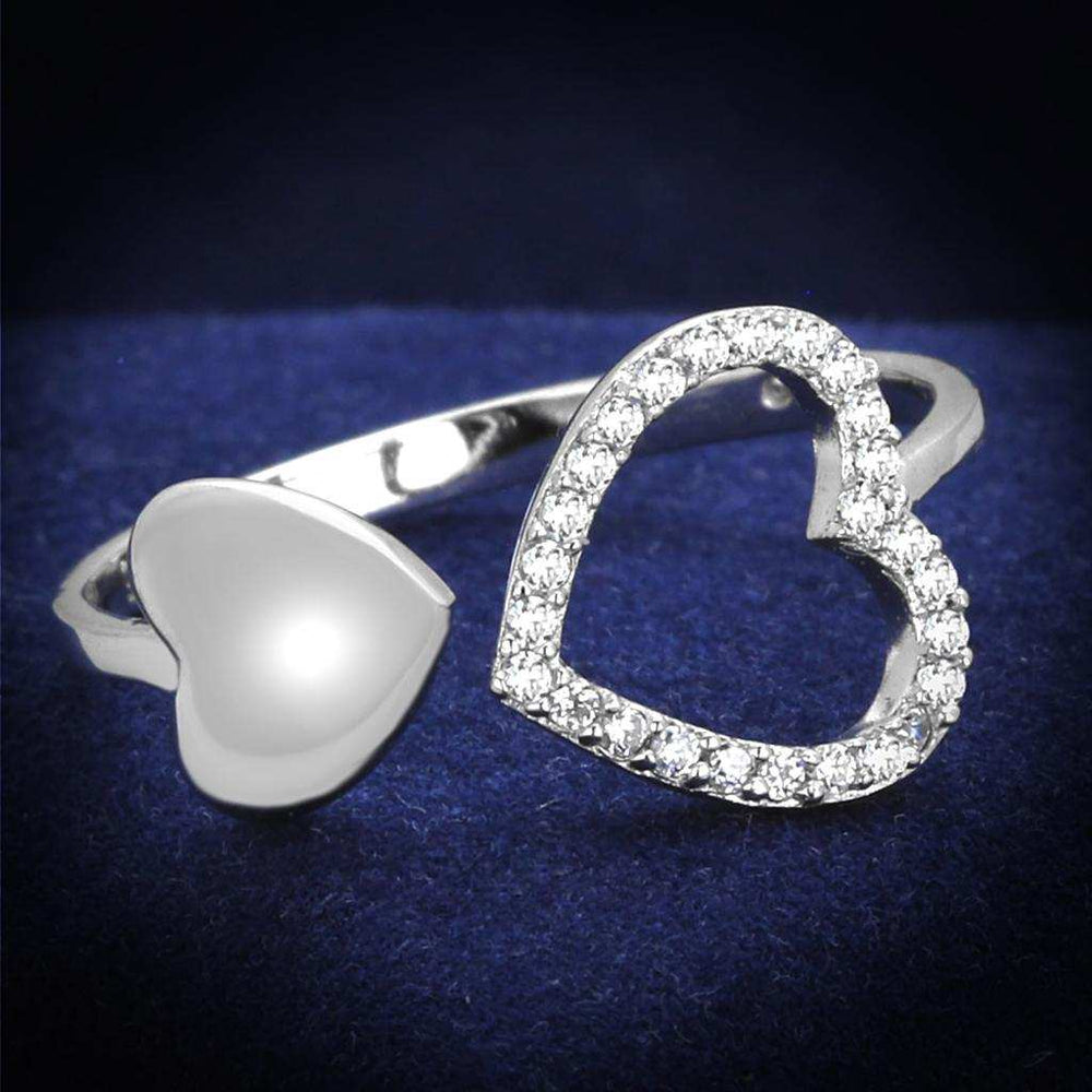 TS194 - Rhodium 925 Sterling Silver Ring with AAA Grade CZ in Clear - Alamode - Flyclothing LLC