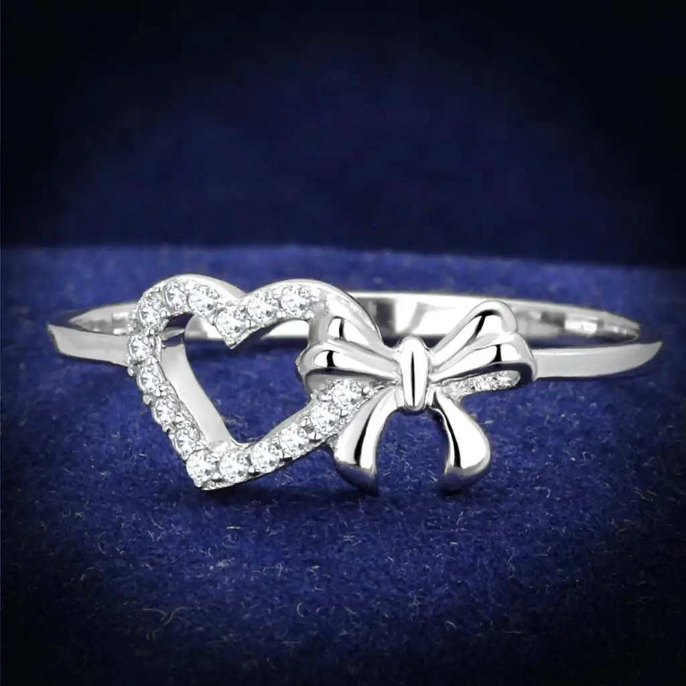 TS195 - Rhodium 925 Sterling Silver Ring with AAA Grade CZ in Clear - Alamode - Flyclothing LLC