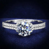 TS197 - Rhodium 925 Sterling Silver Ring with AAA Grade CZ in Clear - Alamode - Flyclothing LLC