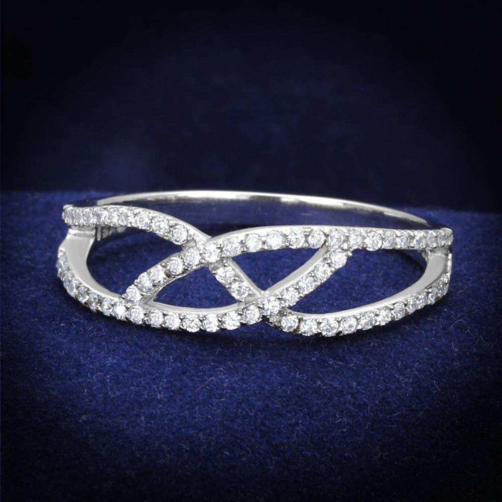 TS201 - Rhodium 925 Sterling Silver Ring with AAA Grade CZ in Clear - Alamode - Flyclothing LLC