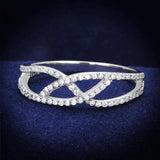 TS201 - Rhodium 925 Sterling Silver Ring with AAA Grade CZ in Clear - Alamode - Flyclothing LLC