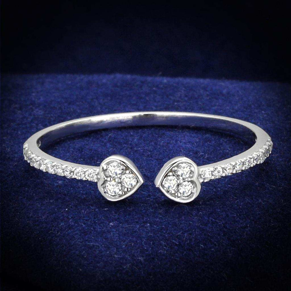 TS205 - Rhodium 925 Sterling Silver Ring with AAA Grade CZ in Clear - Alamode - Flyclothing LLC