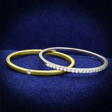 TS207 - Gold+Rhodium 925 Sterling Silver Ring with AAA Grade CZ in Clear - Alamode - Flyclothing LLC