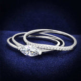TS208 - Rhodium 925 Sterling Silver Ring with AAA Grade CZ in Clear - Alamode - Flyclothing LLC
