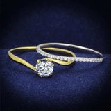 TS209 - Gold+Rhodium 925 Sterling Silver Ring with AAA Grade CZ in Clear - Alamode - Flyclothing LLC