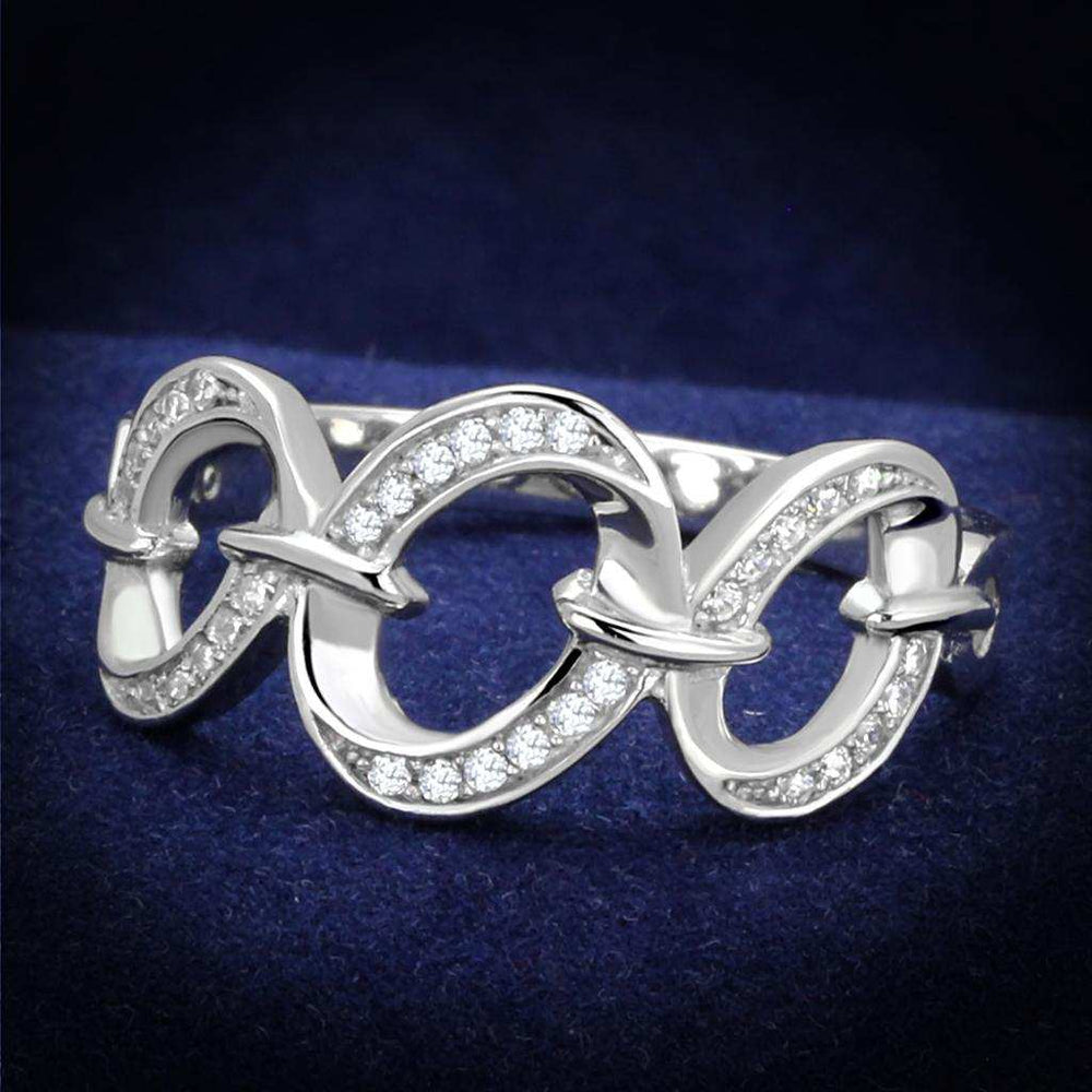 TS212 - Rhodium 925 Sterling Silver Ring with AAA Grade CZ in Clear - Alamode - Flyclothing LLC