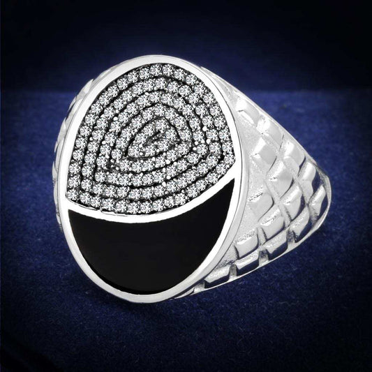 TS216 - Rhodium 925 Sterling Silver Ring with AAA Grade CZ in Clear - Alamode - Flyclothing LLC
