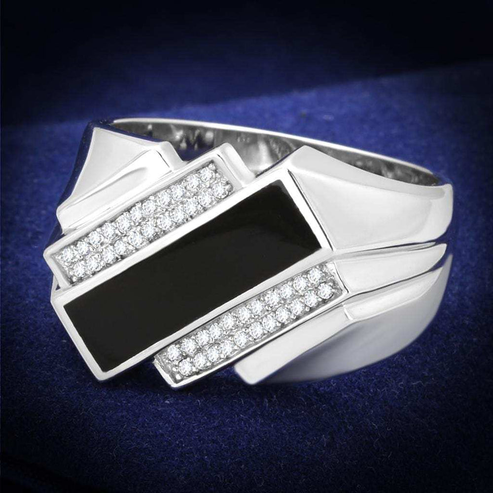 TS218 - Rhodium 925 Sterling Silver Ring with AAA Grade CZ in Clear - Alamode - Flyclothing LLC