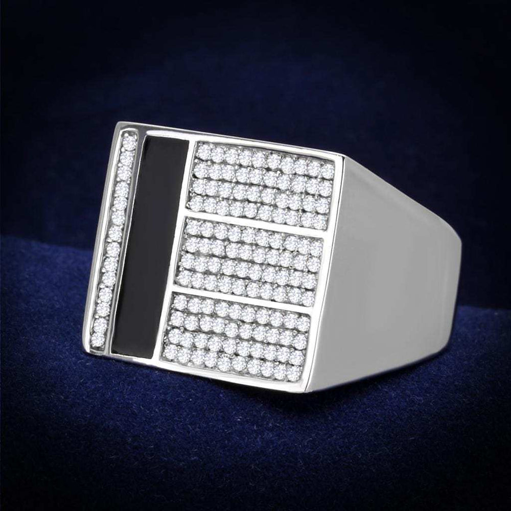 TS222 - Rhodium 925 Sterling Silver Ring with AAA Grade CZ in Clear - Alamode - Flyclothing LLC