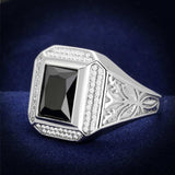 TS224 - Rhodium 925 Sterling Silver Ring with AAA Grade CZ in Black Diamond - Alamode - Flyclothing LLC