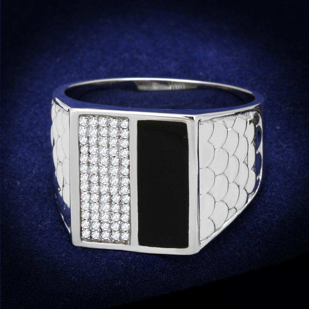 TS226 - Rhodium 925 Sterling Silver Ring with AAA Grade CZ in Clear - Alamode - Flyclothing LLC