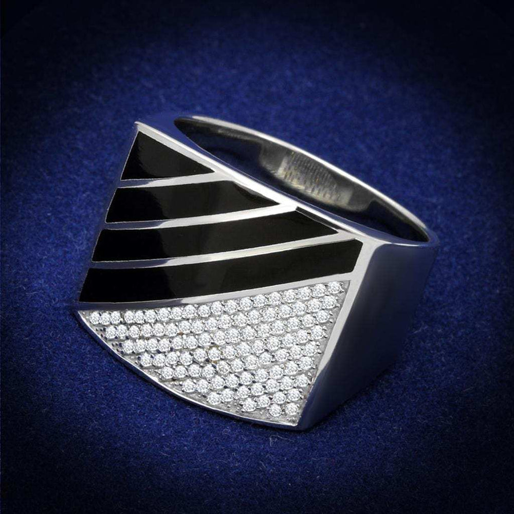 TS227 - Rhodium 925 Sterling Silver Ring with AAA Grade CZ in Clear - Alamode - Flyclothing LLC