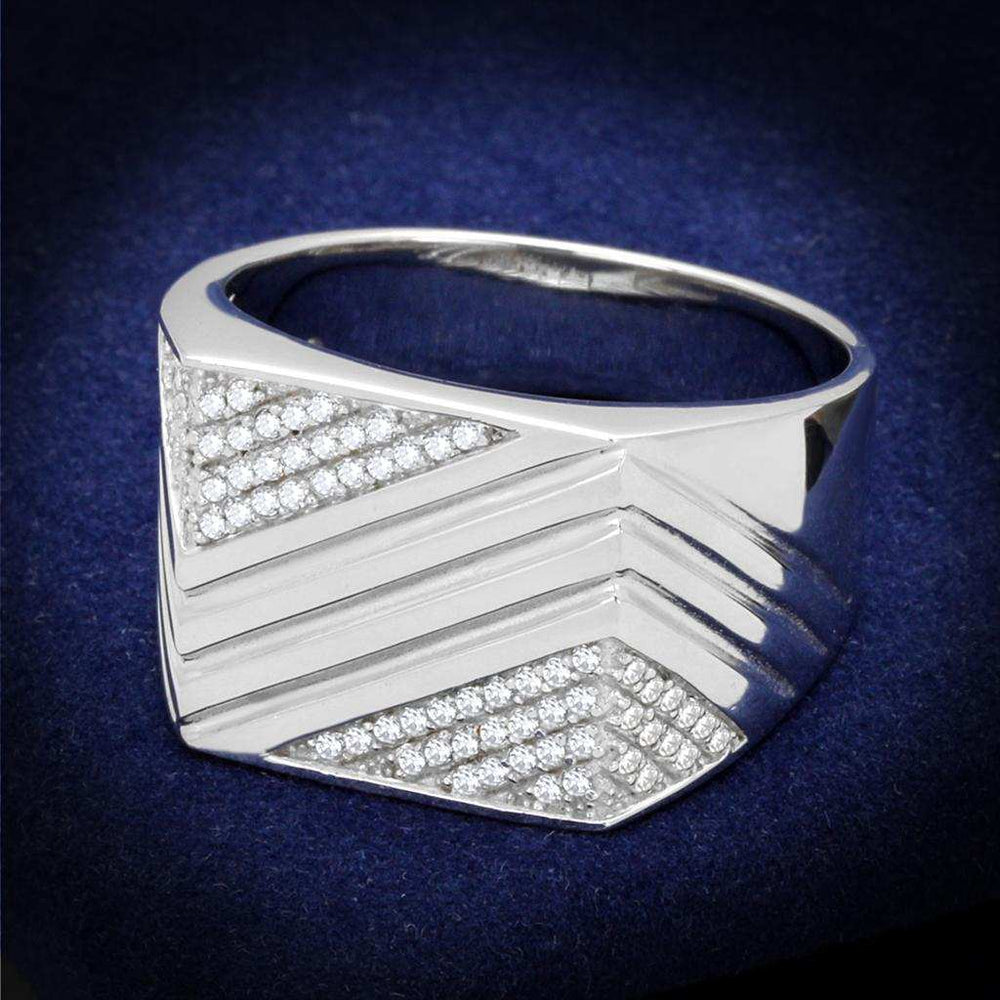 TS230 - Rhodium 925 Sterling Silver Ring with AAA Grade CZ in Clear - Alamode - Flyclothing LLC