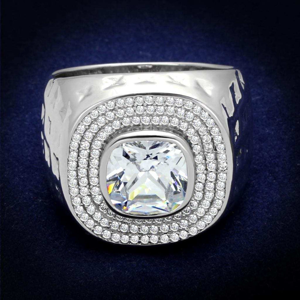 TS231 - Rhodium 925 Sterling Silver Ring with AAA Grade CZ in Clear - Alamode - Flyclothing LLC
